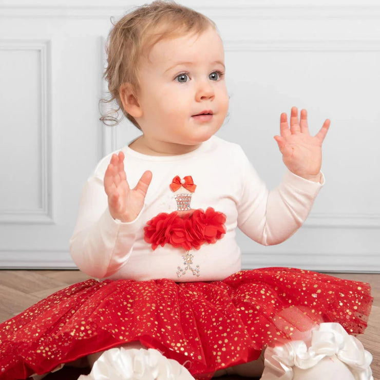 Red & Ivory Bodysuit & Skirt Set