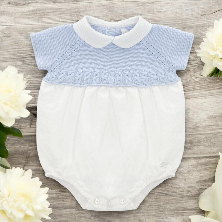 Martin Aranda Baby Blue Half Knit Romper