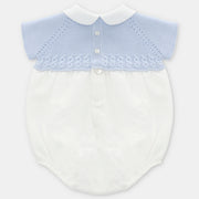 Martin Aranda Baby Blue Half Knit Romper Back