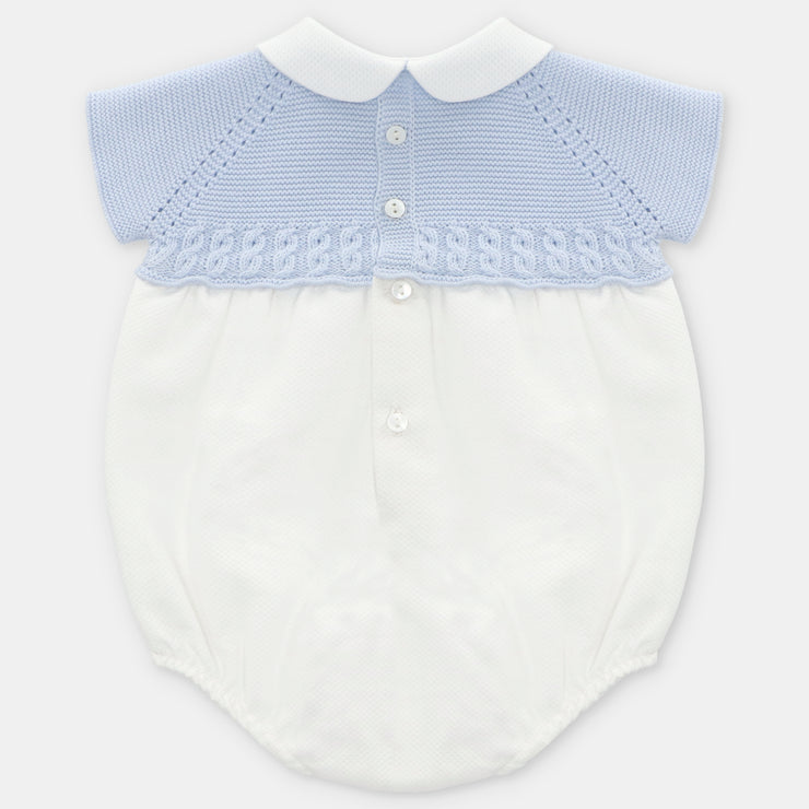 Martin Aranda Baby Blue Half Knit Romper Back