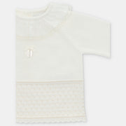 White & Beige Ruffle Knitted Set