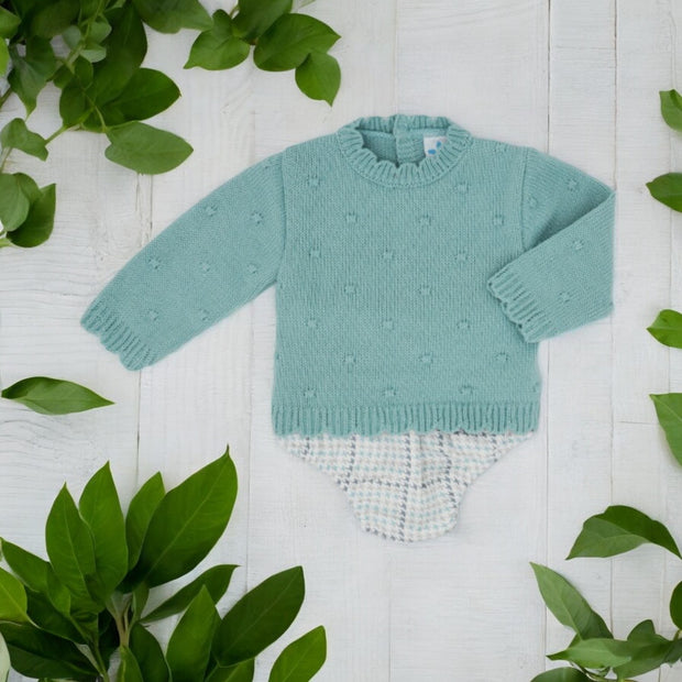 Green Knitted Popcorn Top & Jam Pants