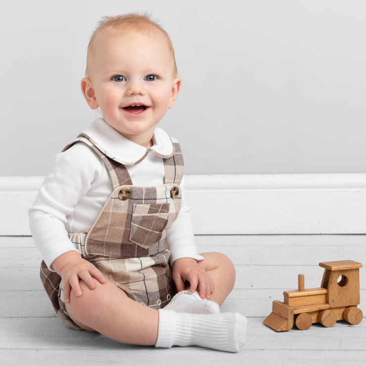 Brown & Beige Dungaree Romper Set