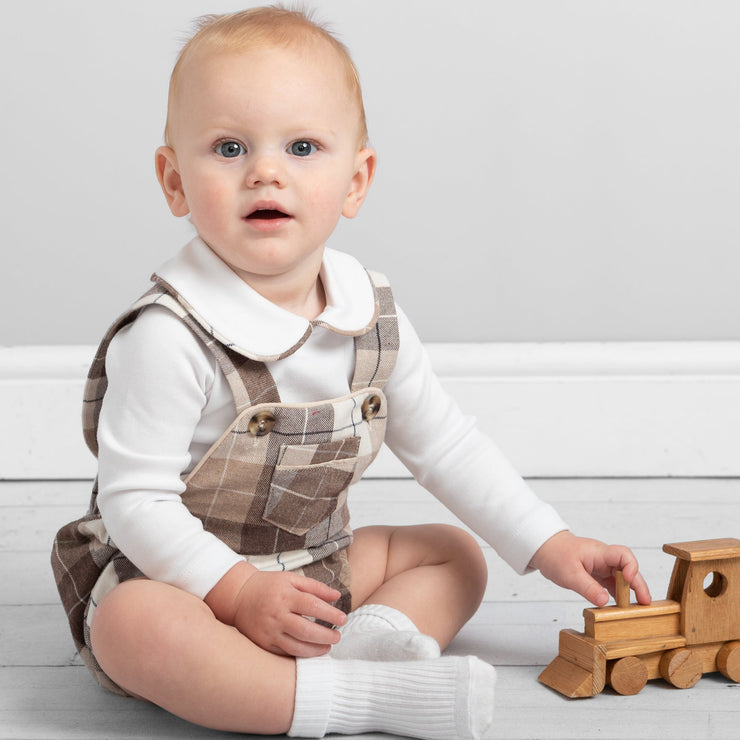 Brown & Beige Dungaree Romper Set