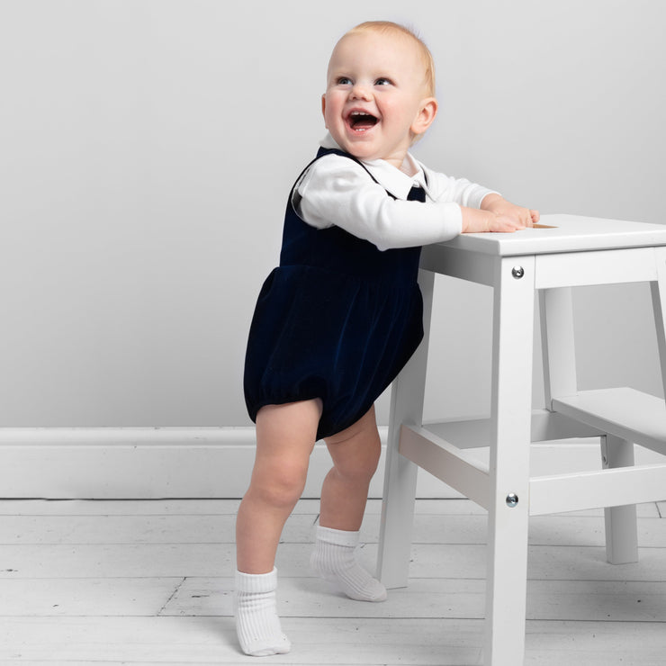 Navy Blue Dungaree Romper Set