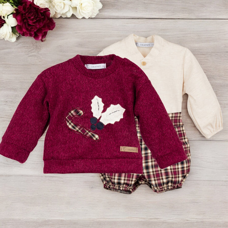 Burgundy Christmas Top Shirt  & Jam Pant Set