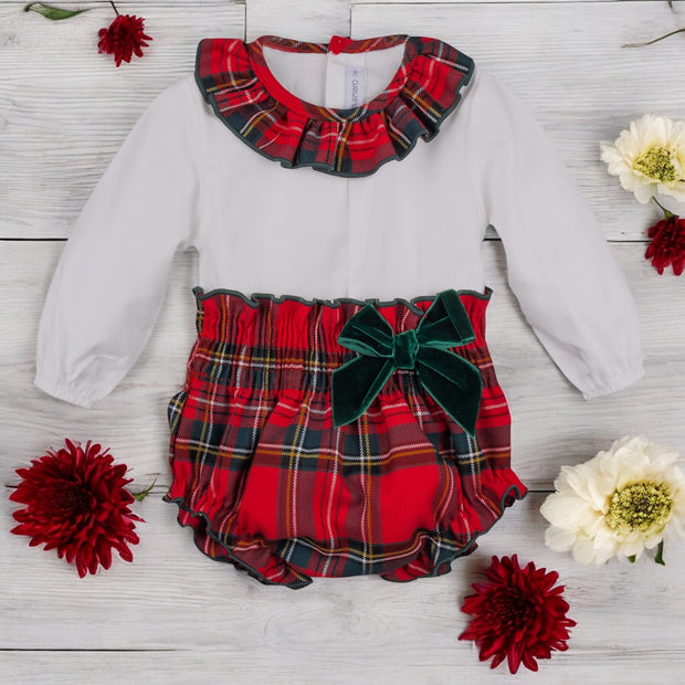 White Blouse & Red & Green Tartan Bloomers