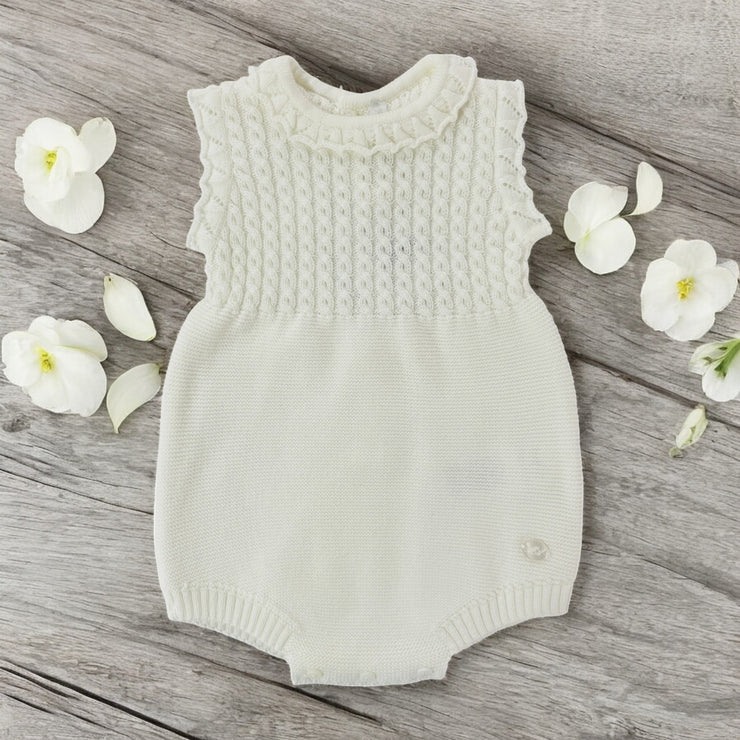 Martin Aranda White Ruffle Knitted Romper