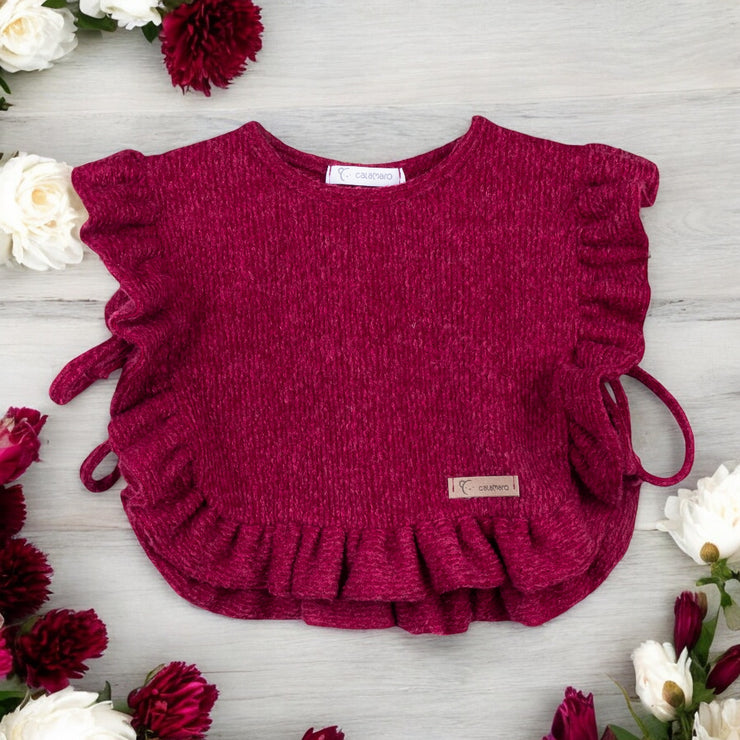 Burgundy Ruffle Sweater Vest