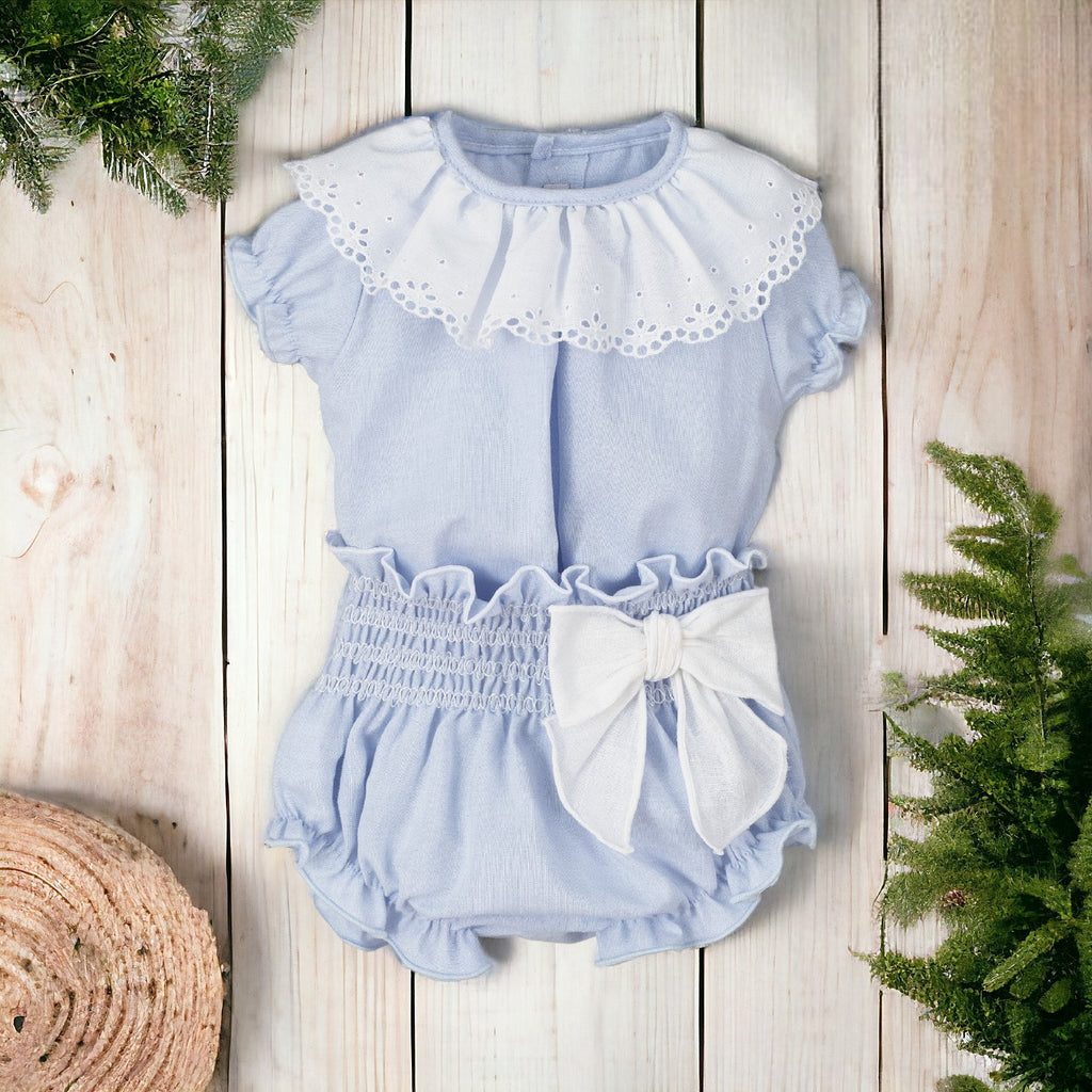 Blue Ruffle Top & Bloomers Set