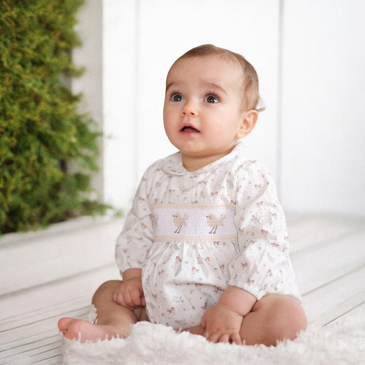 Cream Robin Smocked Romper