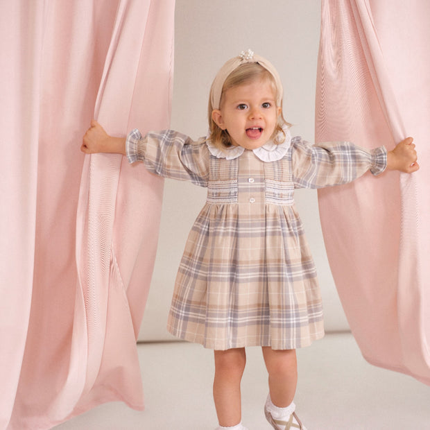 Sand & Grey Tartan Dress