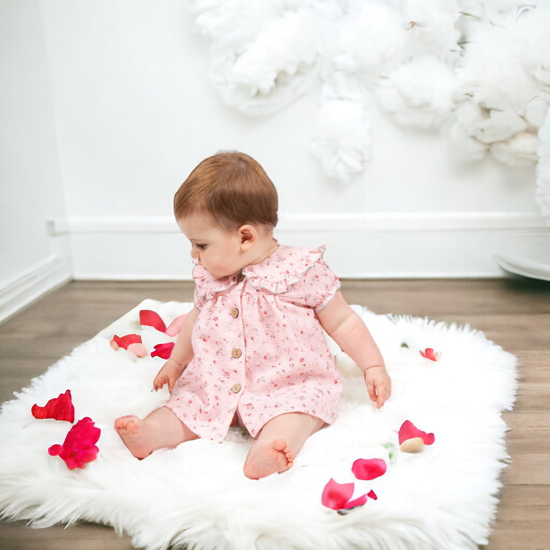 Pink gingham baby dress best sale