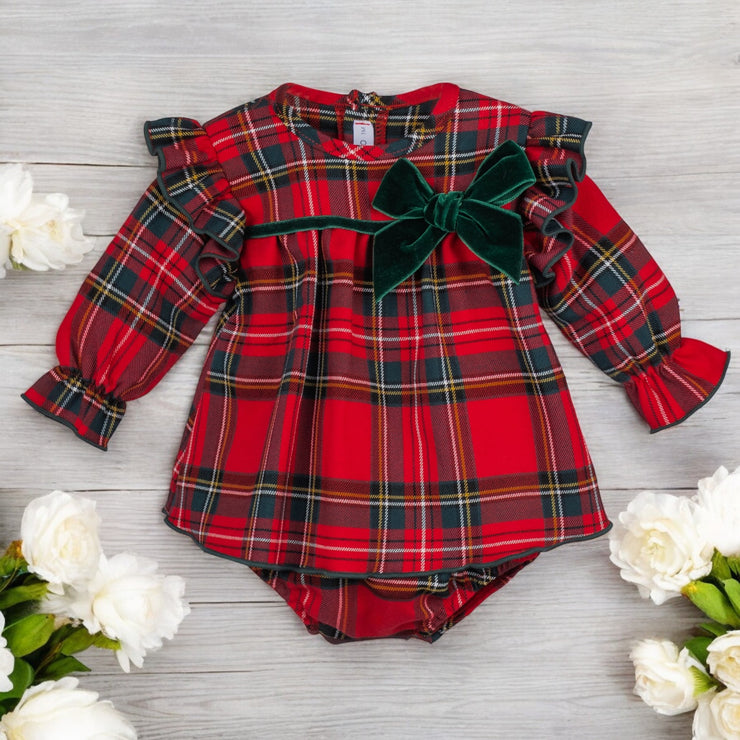 Red & Green tartan Dress & Bloomers