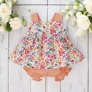 calamaro Nectarine Floral Top & Gingham Bloomers