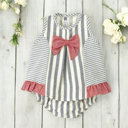 Calamaro Cream & Navy Stripe Top & Bloomers