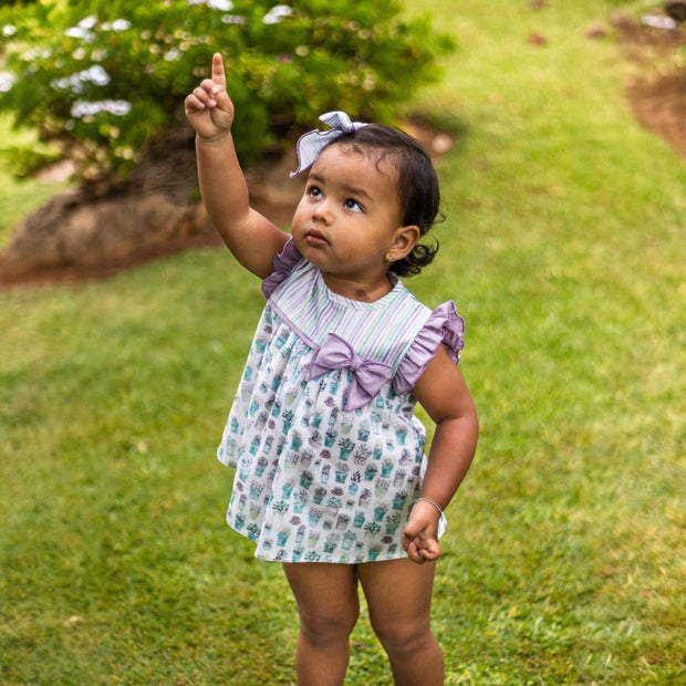 Calamaro Purple & Green Garden Top & Bloomers