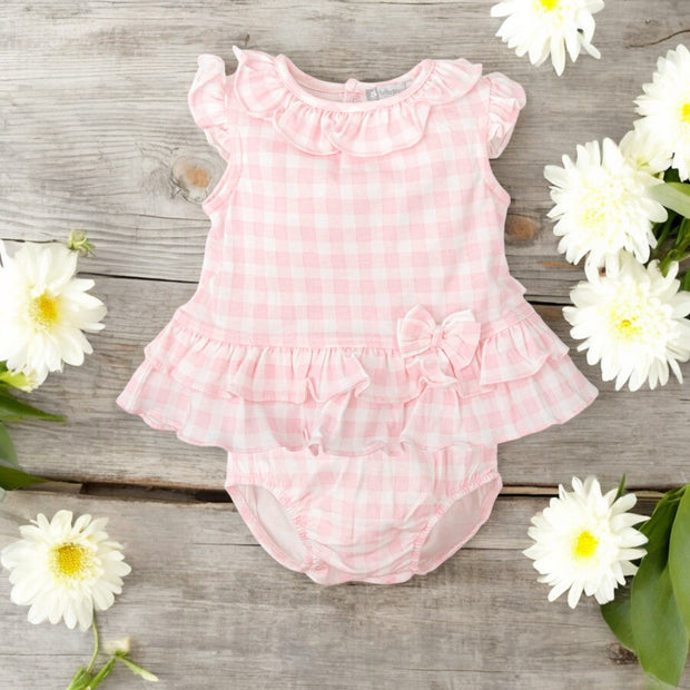 Tutto Piccolo Pink & White Gingham Top & Bloomers