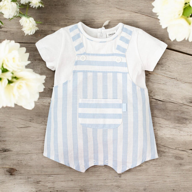 Tutto Piccolo Sky Blue & White Candy Stripe Romper