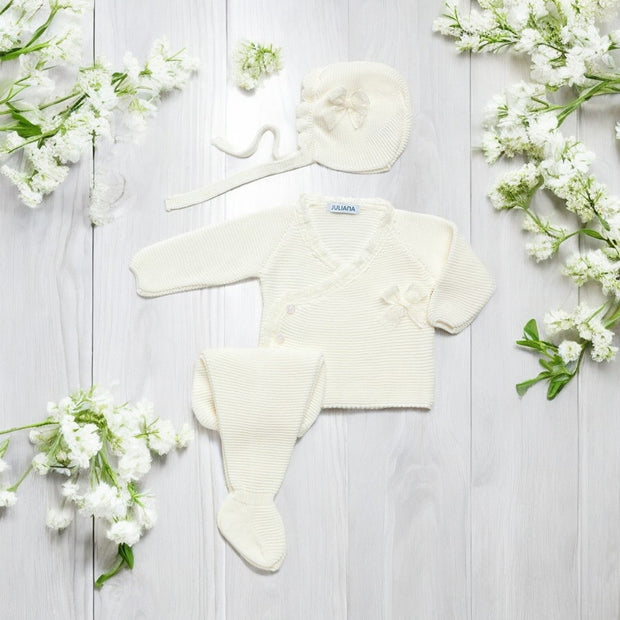 Cream Knitted Three Piece Set