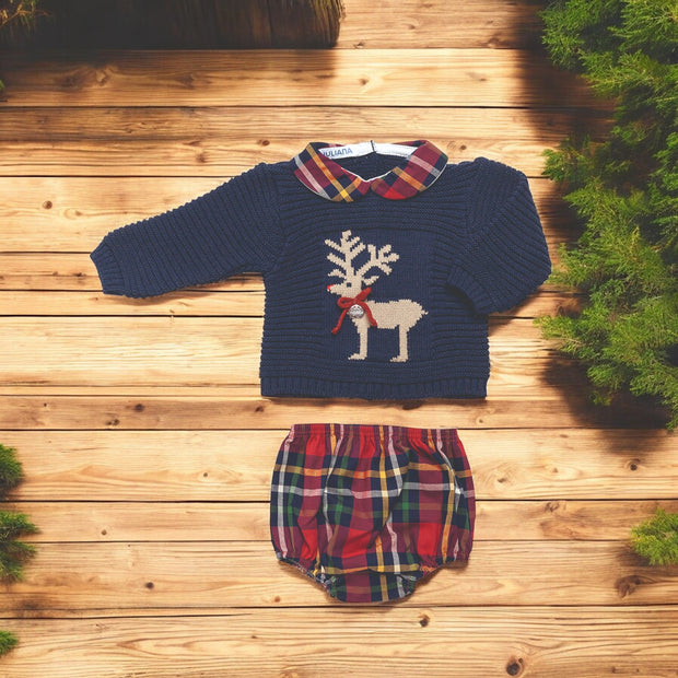 Navy Reindeer Knit Top & Jam Pants