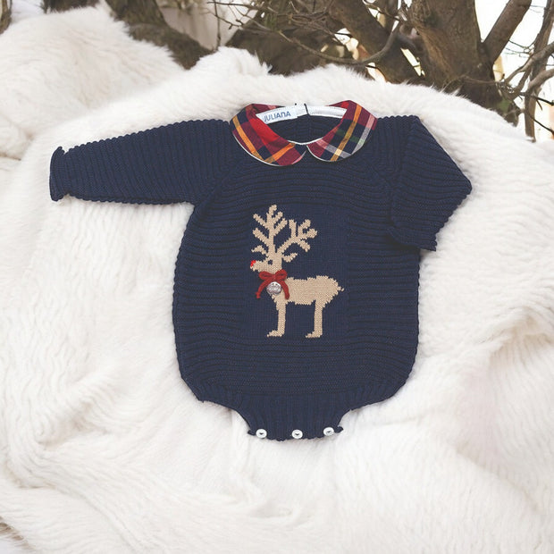 Navy Reindeer Romper