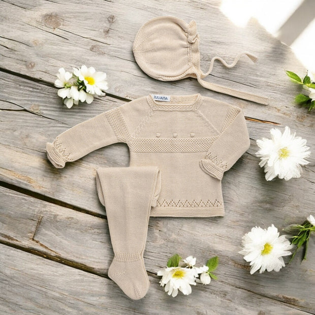 Juliana Butter Cream Three Piece Knitted Set