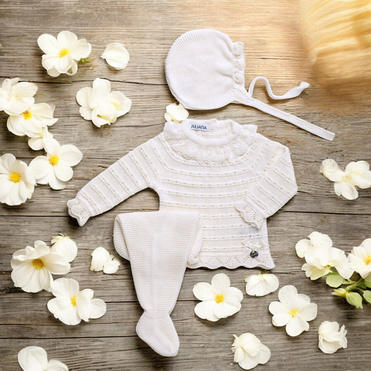 Cream & Lace Three Piece Knitted Set