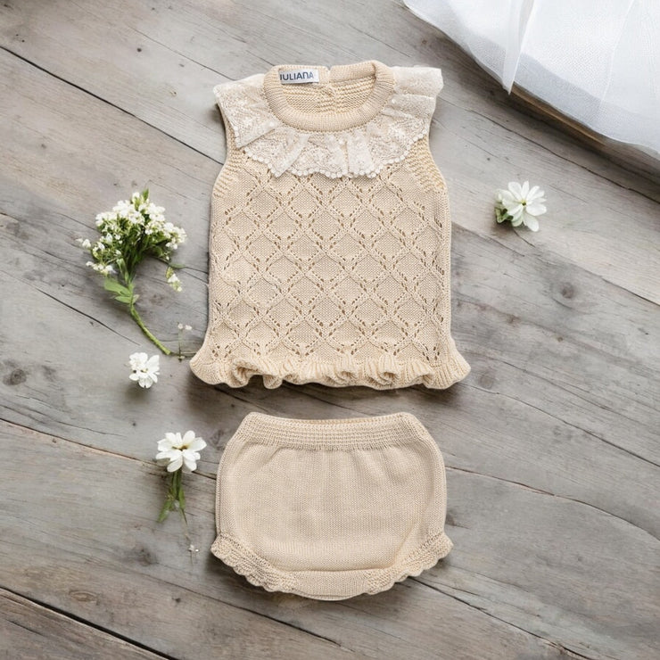 Juliana Butter Cream Knitted Jam Pants Set