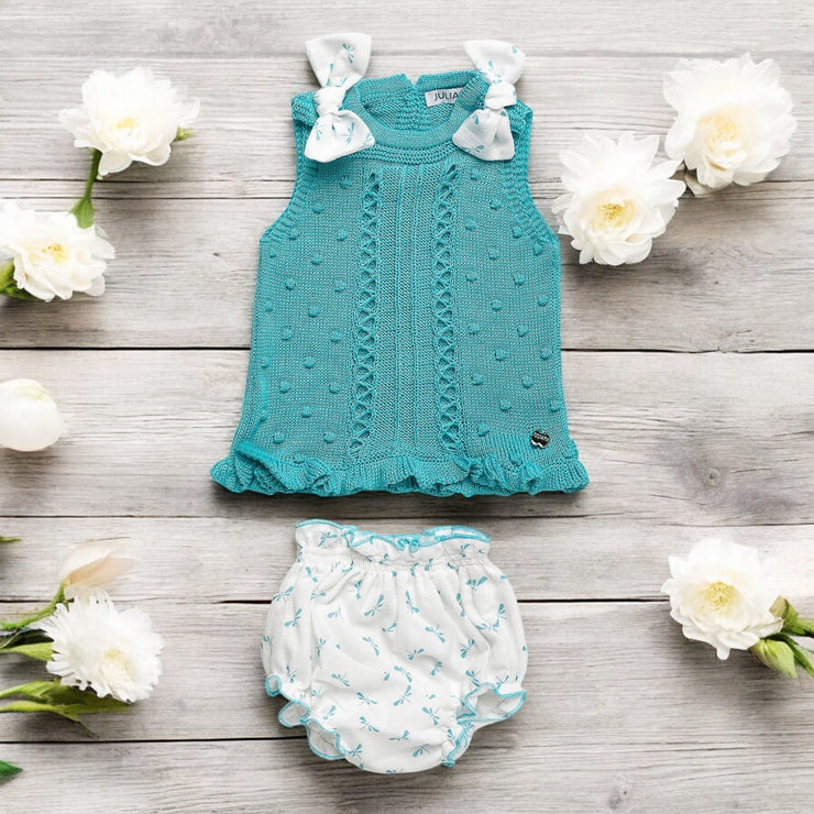 Turquoise Knitted Top & Bloomers