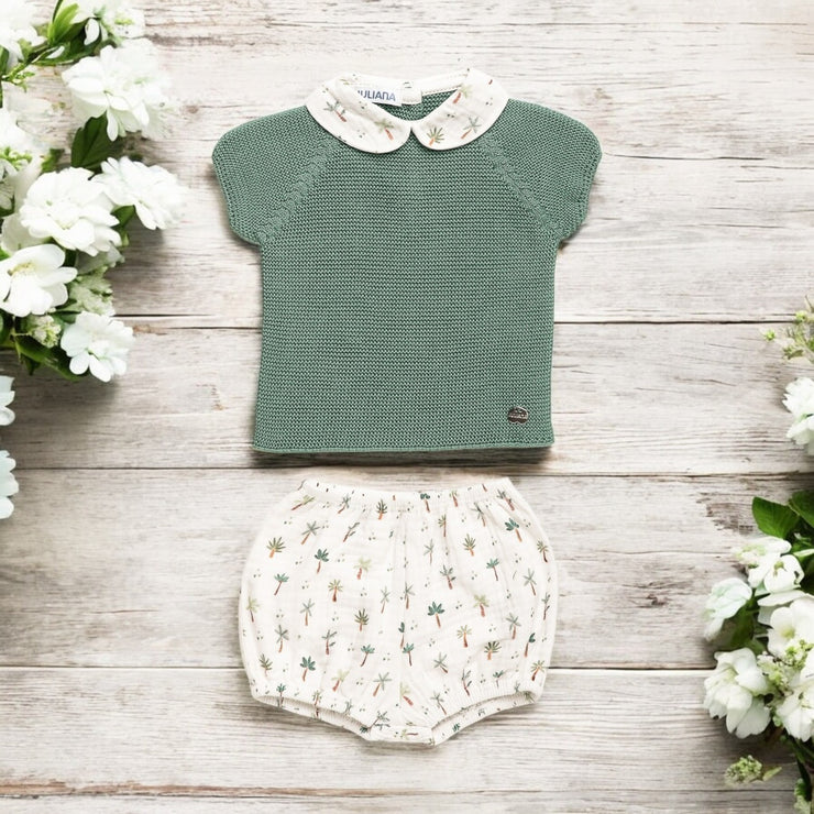 Pine Green Knitted Top & Jam Pants Set