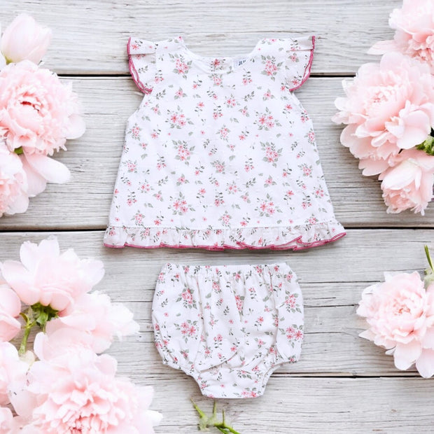 White & Pink Ruffle Top and Bloomers