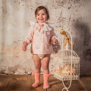 Vintage Pink Rocking Horse Top & Bloomers