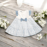 White & Blue Stripe Broderie Anglaise Dress