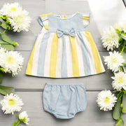 Lemon & Blue Candy Stripe Dress & Bloomers