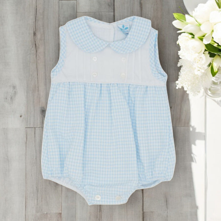 Sardon Blue & White Gingham Romper