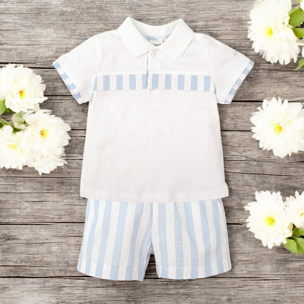 Tutto piccolo White & Blue Polo & Shorts