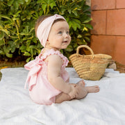 Pink Waffle Bow Romper