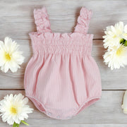 Pink Waffle Bow Romper