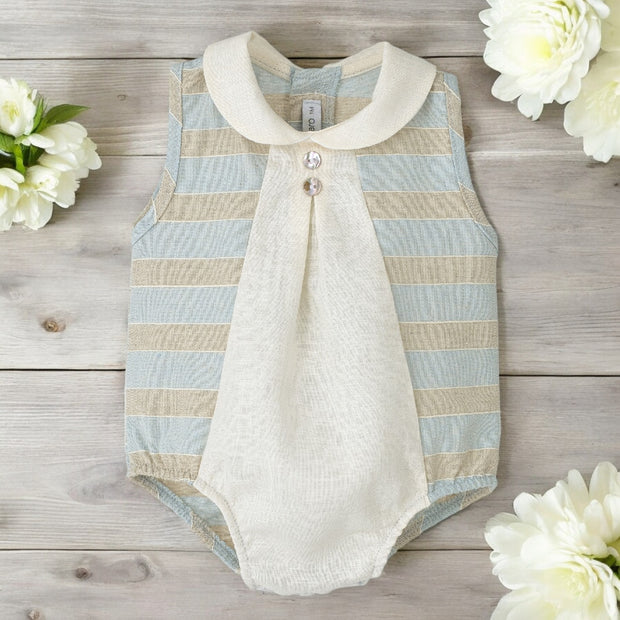 Calamaro Sand & Blue Stripe Romper