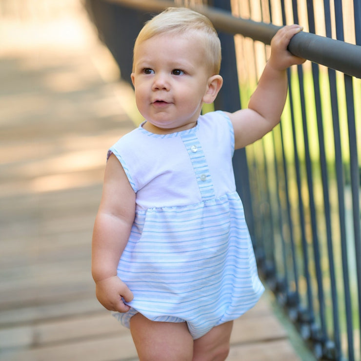 Rapife Blue & White Stripe Romper front