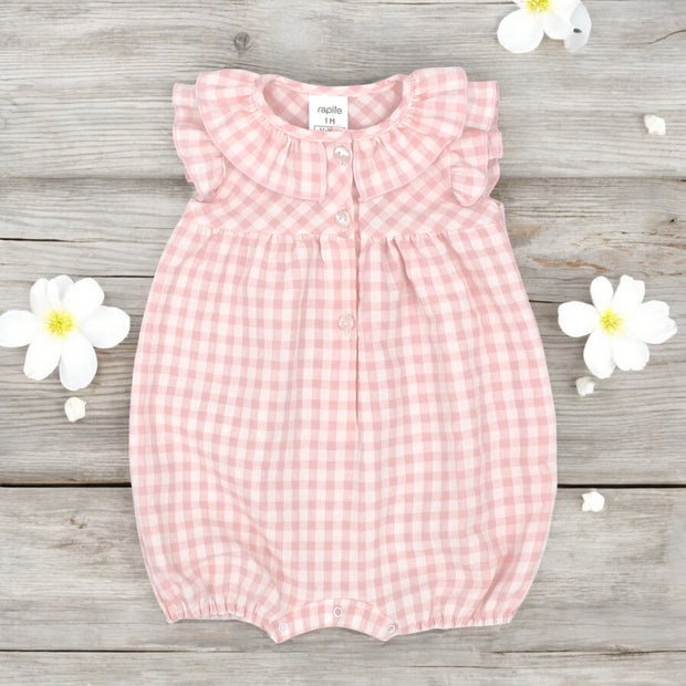 Rapife Pink & White Gingham Romper