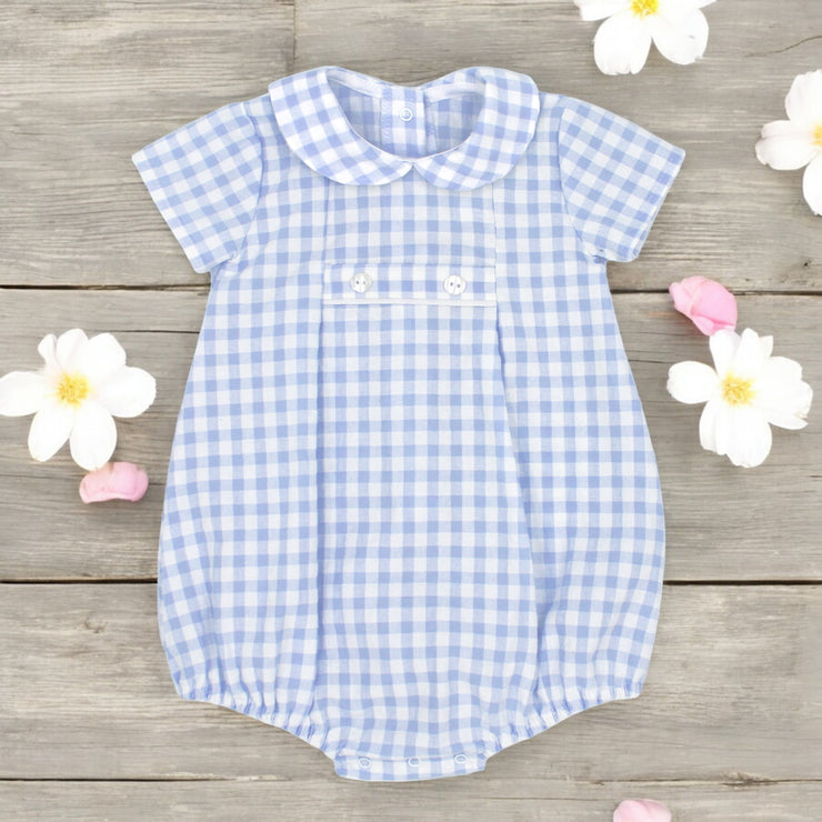 Rapife Blue & White Gingham Romper front