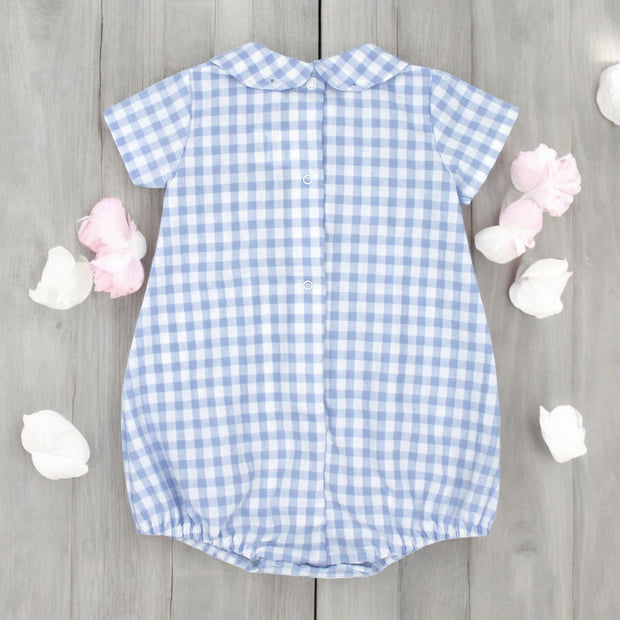 Rapife Blue & White Gingham Romper rear