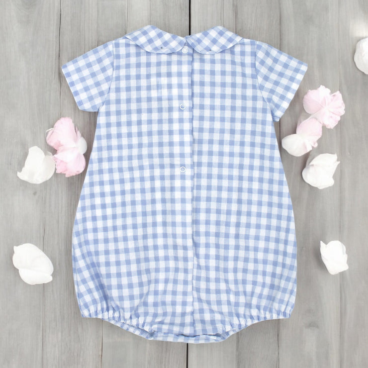 Rapife Blue & White Gingham Romper rear