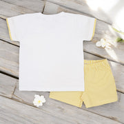 Rapife White & Yellow Stripe T-Shirt & Shorts Set rear