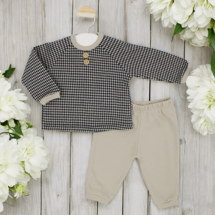 Navy & Camel Houndstooth Leisure Set