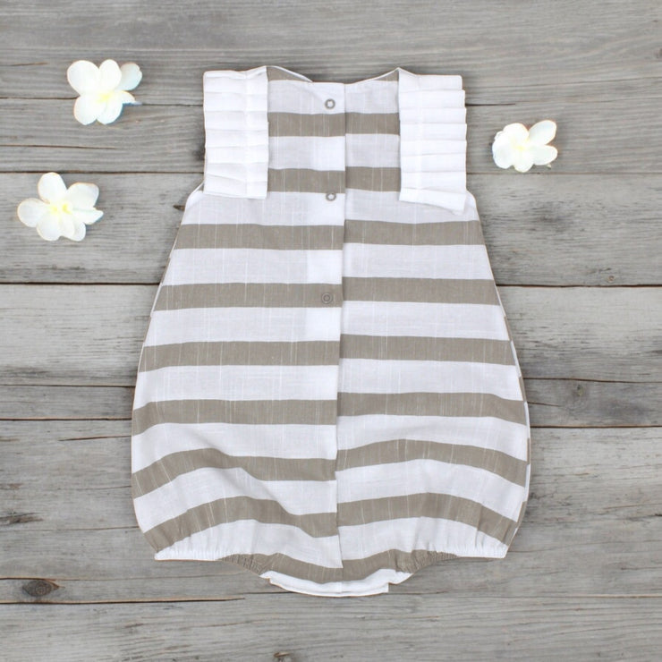 Rapife Camel & White Stripe Ruffle Romper 3