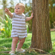 Rapife White & Camel Stripe Romper