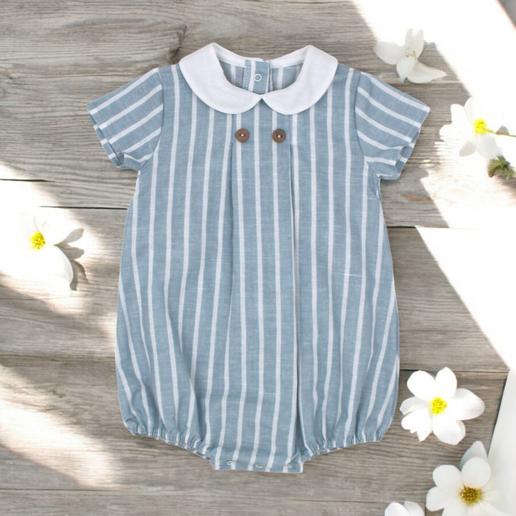 Rapife Water Blue & White Stripe Romper front